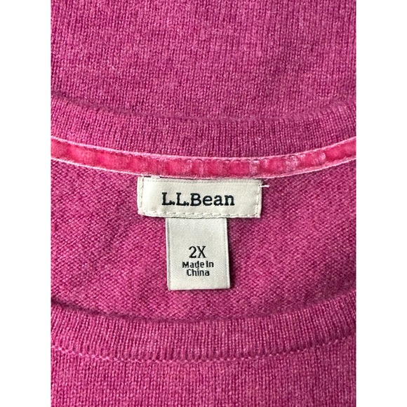 LL Bean Women's 100% Cashmere Pink Crew Neck Sweater sz 2X (15890) - Picture 5 of 7